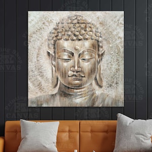 Impresión abstracta de Buda en lienzo Arte de pared de Buda Decoración de arte de pared asiático Buda Impresión de lienzo grande Arte de casa Zen Decoración de arte de pared de budismo Arte oscuro