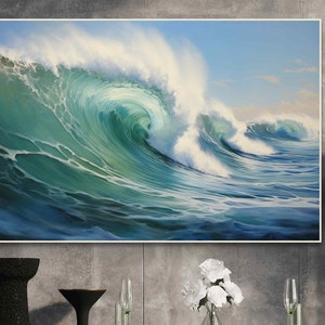 Turquoise grosse Welle Leinwand oder Poster Schöne Ozean Foto Strand Beach Beach Branding Wandkunst