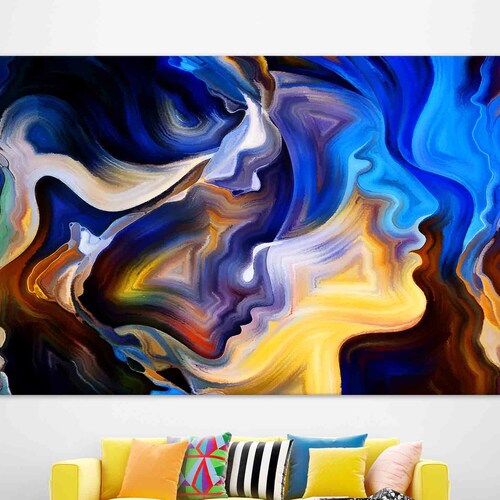 Multicolor Abstract Wall Art Colorful Print on Canvas Etsy