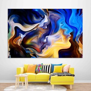 Woman portrait Multicolor Abstract Wall Art Colorful Print canvas Abstraction Modern art Bright colours Abstraction Wall Art Beautiful art