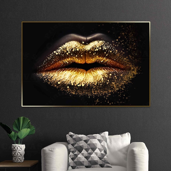 Gold Glitter Lips Etsy