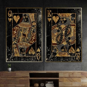 King, and Queen Playing Card Set His & Hers Wall Art Game Room Decor ...