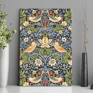 William Morris Flowers and birds, tree of life canvas or poster print Vintage framed decor Retro floral fine art wall decor Museum classic