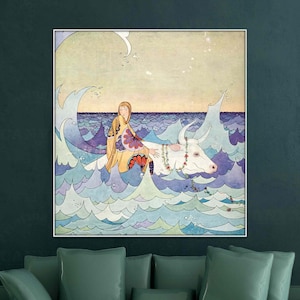 The abduction of Europe canvas print by Virginia Frances Sterrett Wall home decor Goddess on a bull  Art ancient greek legends poster Framed