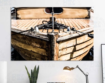 Vintage shabby boat canvas or poster print Mediterranean ship beach coastal wall art home decoration Nautical decor personalized print