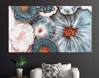 Stampa artistica con fiori di agata: decorazione per la casa in cristallo boho