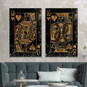 King, and Queen Playing Card Set His & Hers Wall Art Game Room Decor ...