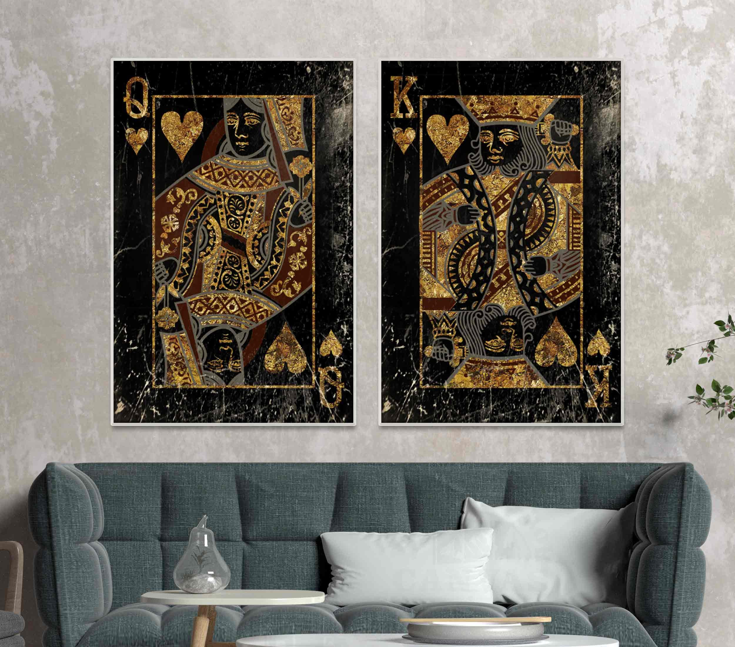 Playing & Art Queen Wall Couple Etsy Framed Decor and Cards or Hers King, Bed - His Set Card Canvas Prints Above Decoration Poster Australia Room Game Large