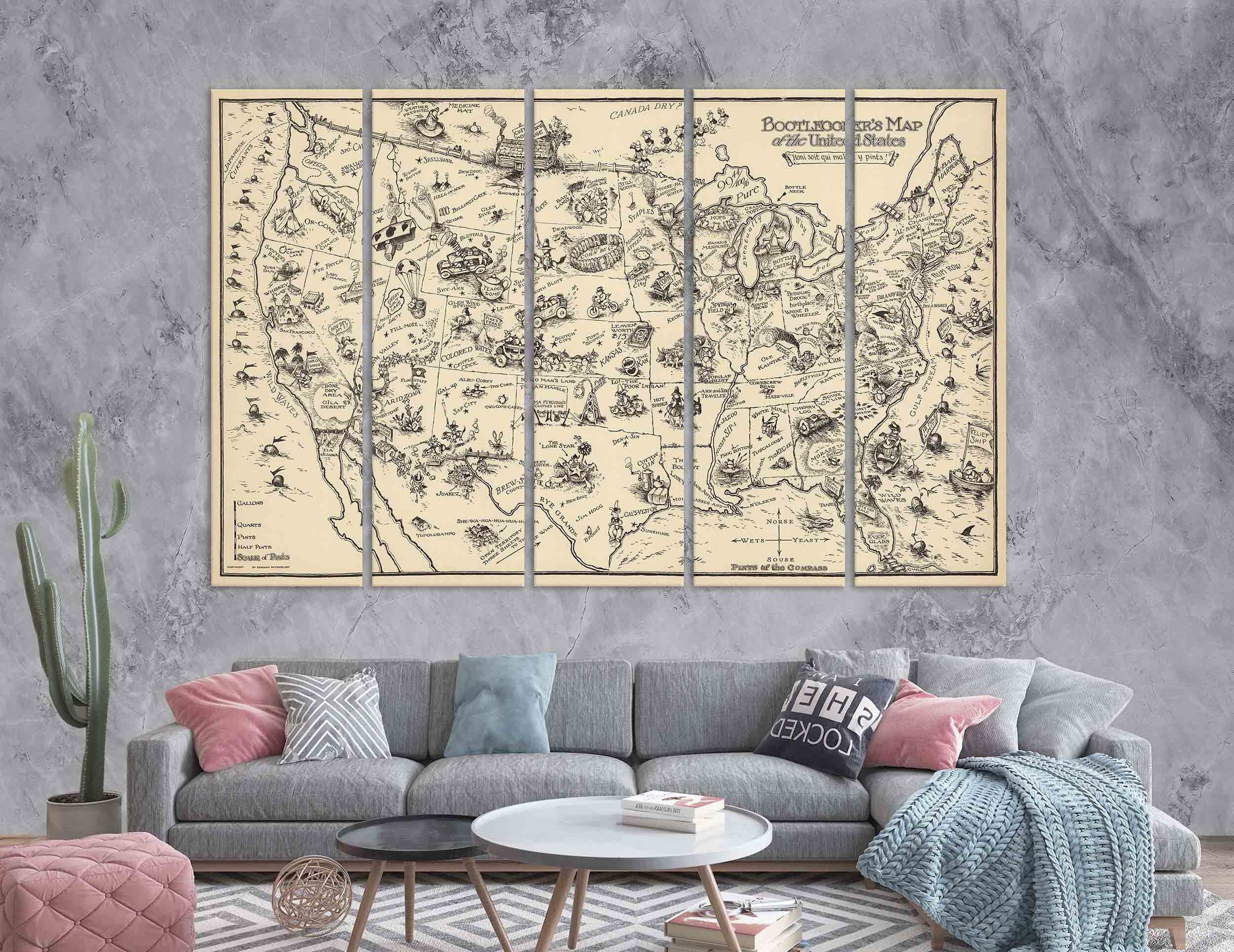 Vintage USA Map Original Map of the USA Old travel USA map | Etsy