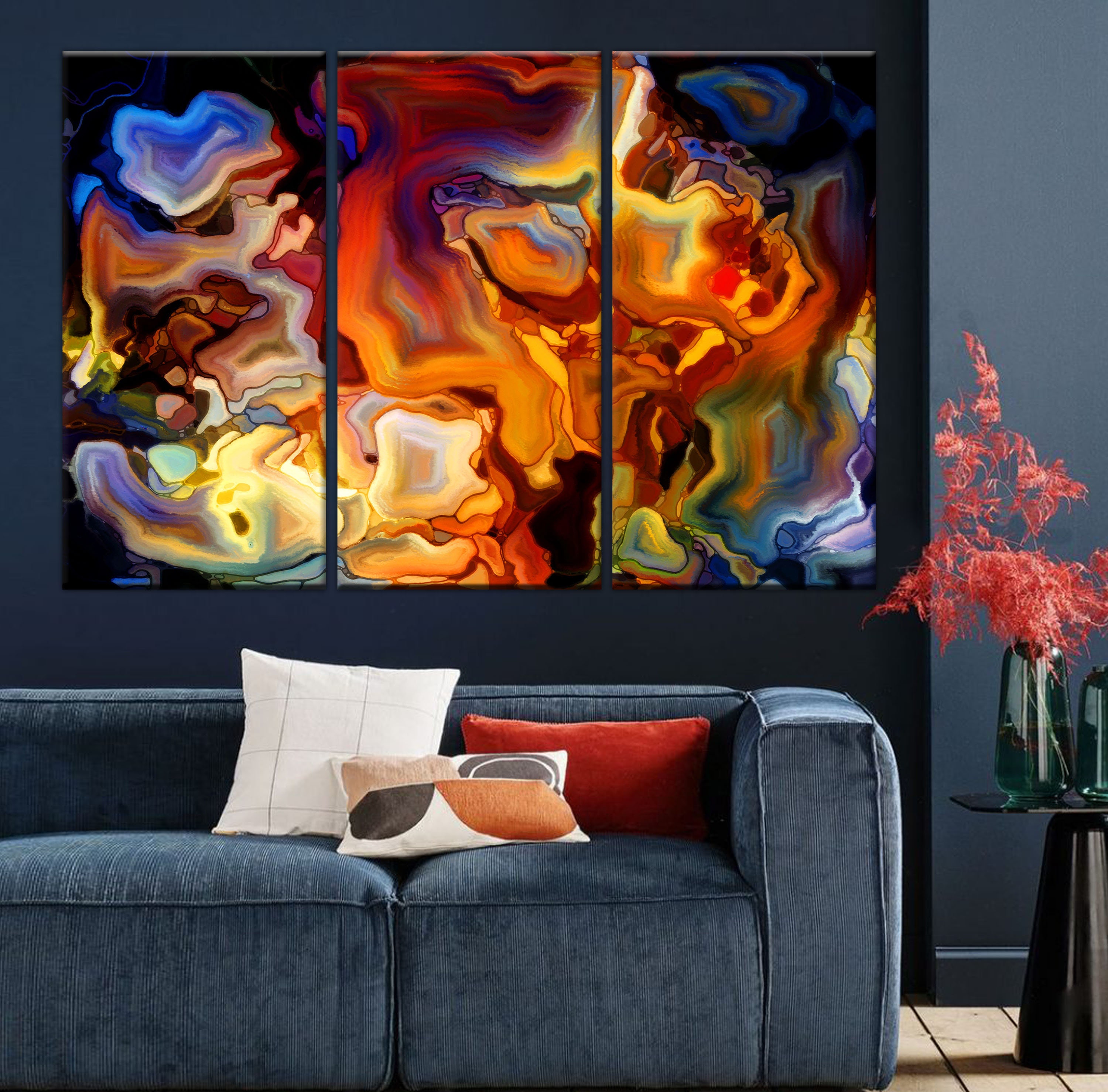 Multicolor Abstract Wall Art Colorful Print on canvas Etsy