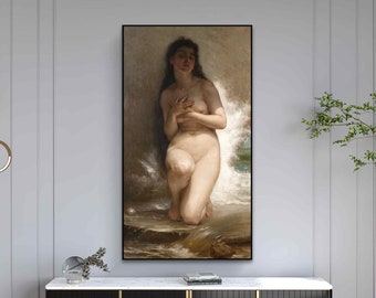 Beautiful woman romantic canvas print Pearl classical art French vintage fine art reproduction wall decor female print William Bouguereau