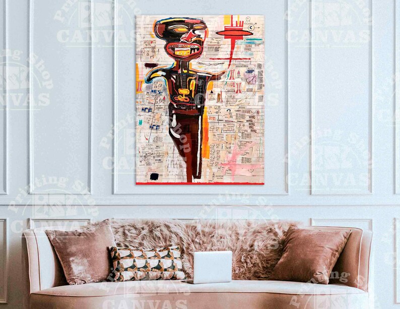 Jean-Michel large art print Jean street Graffiti Art Print crown urban skeleton Print Wall Decor Jean Michel King of Street Art Skull print