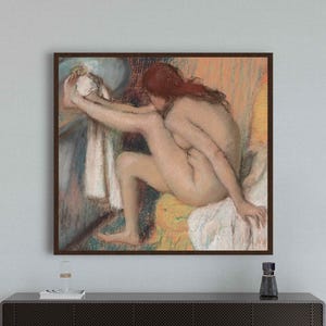 Edgar Degas "Mujer secándose el pie" Lienzo o póster Impresión de obra de arte famosa Reproducción de arte impresionista Decoración del hogar Decoración de pared para baño