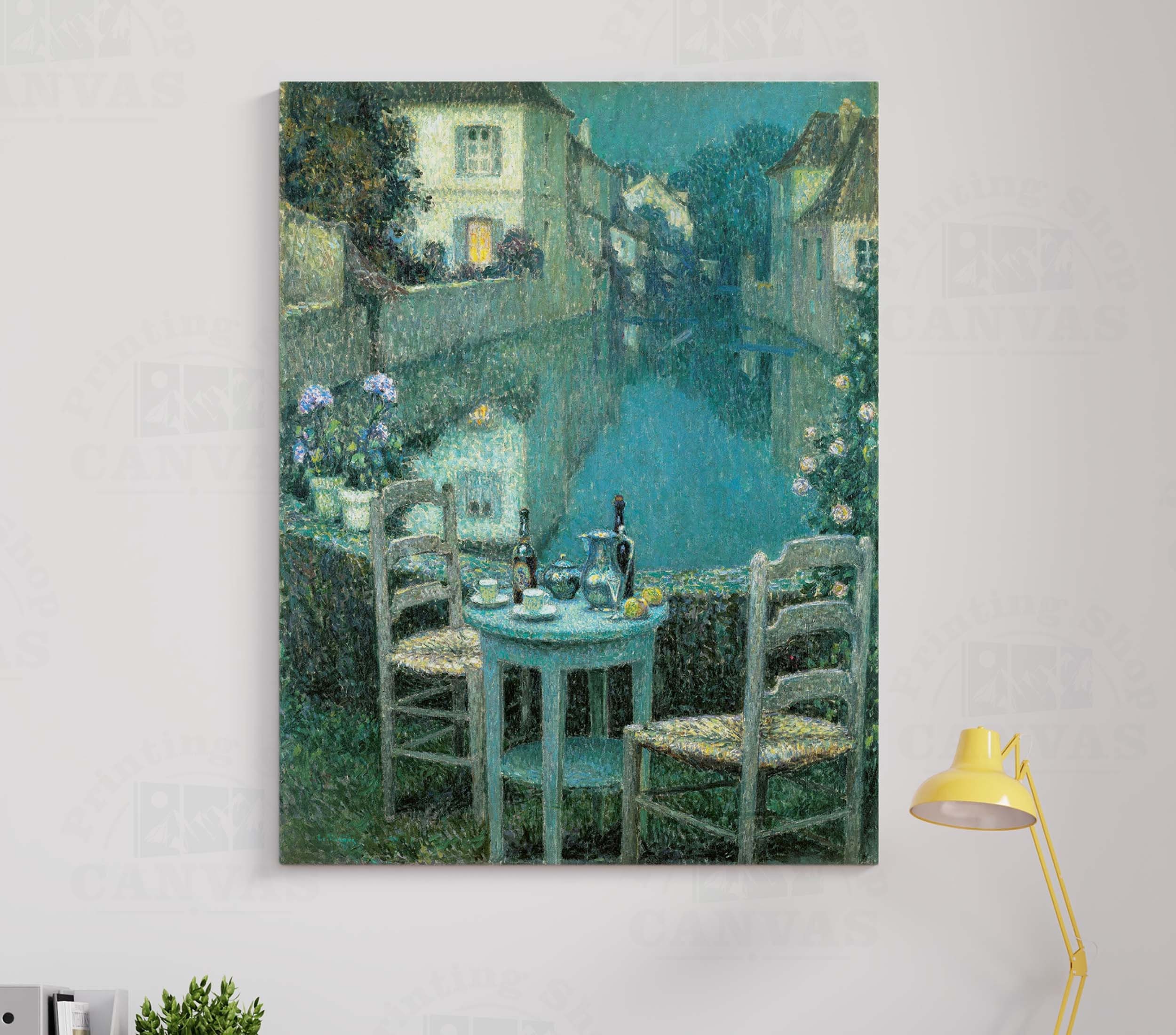 Henri le Sidaner、超希少画・海外レゾネ、新品高級額・額装付 Henri Le Sidaner Small Table in Evening Dusk Canvas or Poster