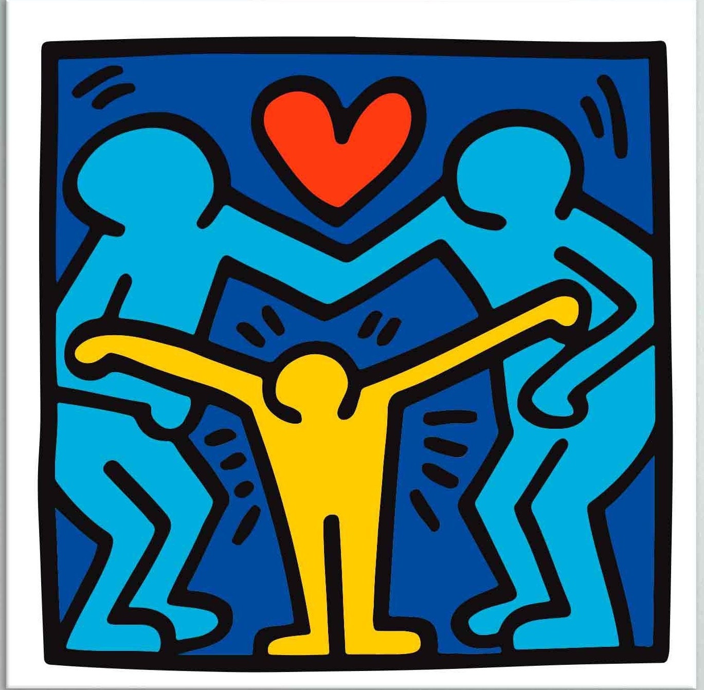 keith haring two figures with heart
