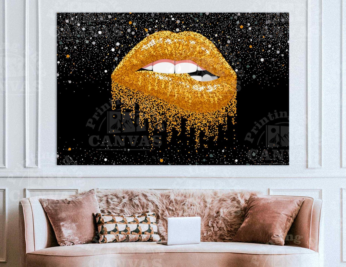 Silver Glitter Lips Glitter Lips Lip Art Fashion wall art Etsy