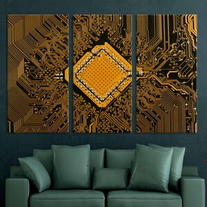 Circuit Board Canvas Minimalist Home art Electronics Chip Wall Decor Art Huge Wall Art Engineer Technology Gift Large Canvas Print for Wall