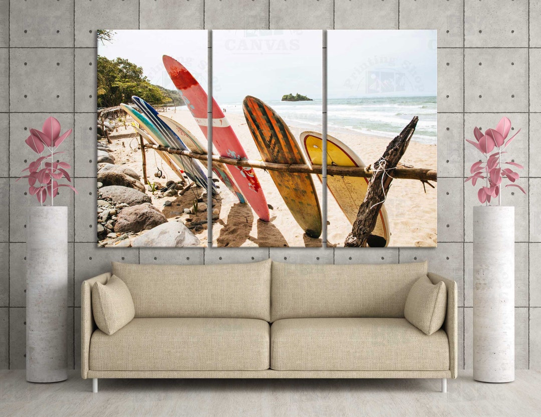 Surfboard Wall Art Ocean Landscape Seaside Canvas Art Tropical Wall Art ...