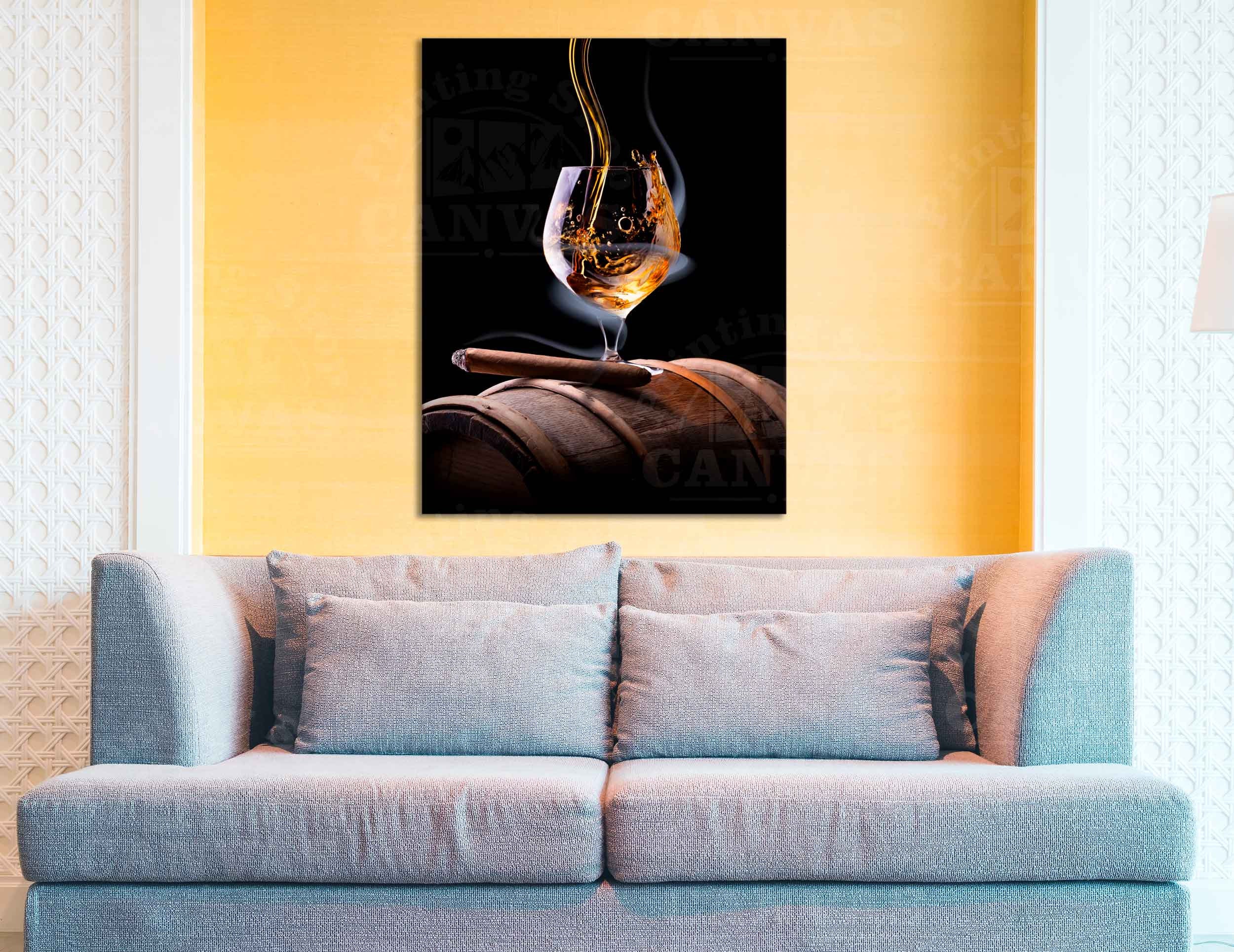 Cigar and Bourbon Canvas Print Glass of Whiskey Wall Art - Etsy