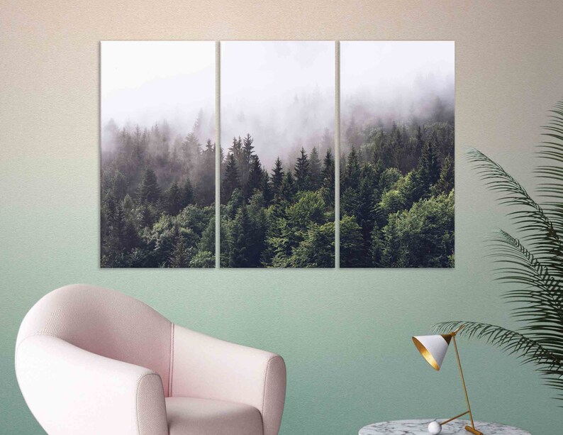 Foggy Forest Wall Art Forest Canvas Print Forest Print Etsy