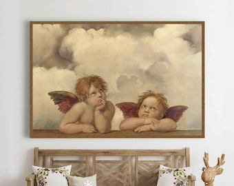 Heavenly Reverie: Raphael Angels Reproduction - Canvas Print on Wooden Frame, Cherubs Renaissance Art, Cherubs Wall Decor in High Detail