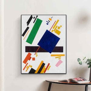 Abstract Geometric Canvas Print Suprematist Wall Art | Modern Art Reproduction Colorful Shapes Composition | Kazimir Malevich Inspired Print