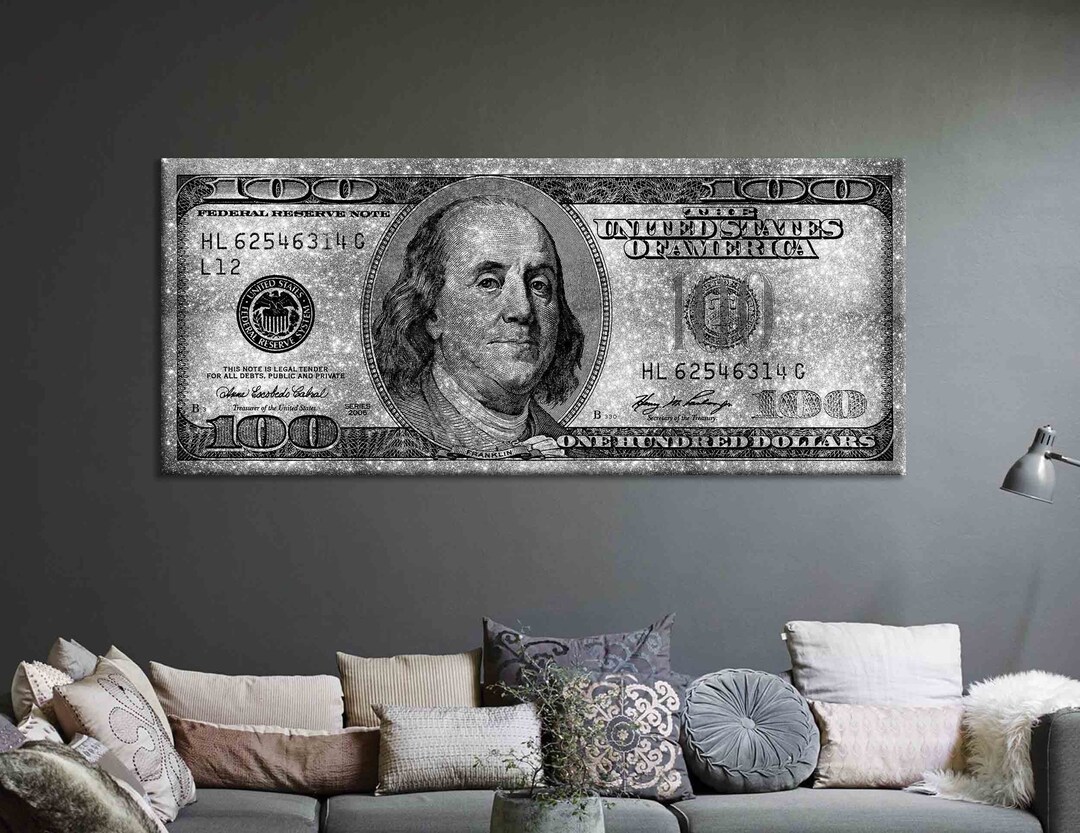 100 Dollars Bill Canvas Print Wall Art Classic 100 American Dollar ...