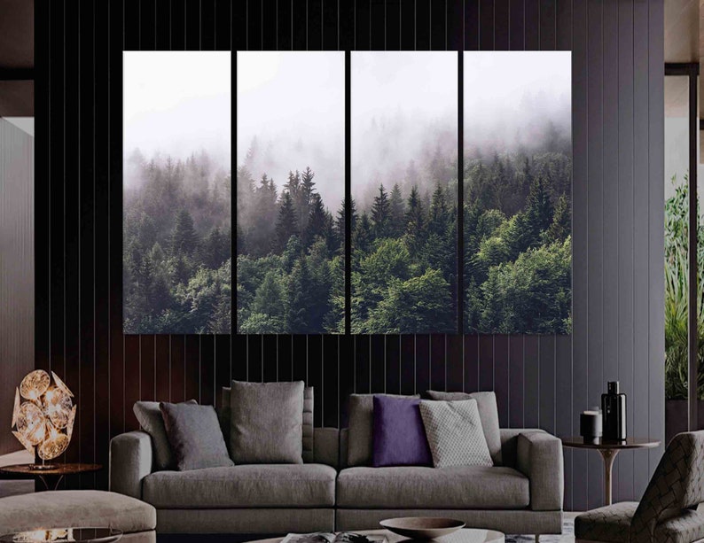 Foggy Forest Wall Art Forest Canvas Print Forest Print Etsy