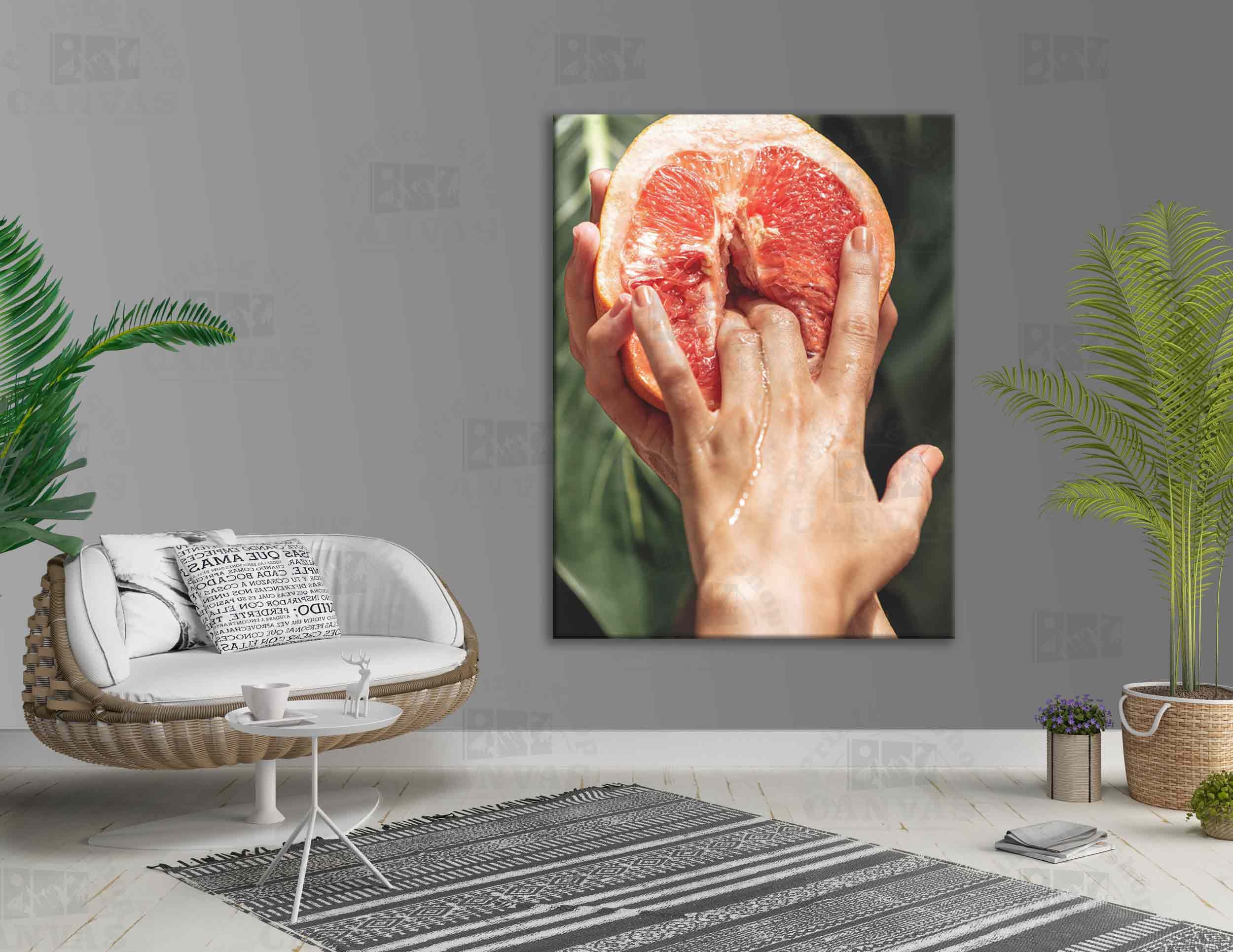 Fruit Porn grapefruit fingering Abstract Vulva Art print Nude