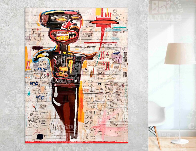 Jean-Michel large art print Jean street Graffiti Art Print crown urban skeleton Print Wall Decor Jean Michel King of Street Art Skull print