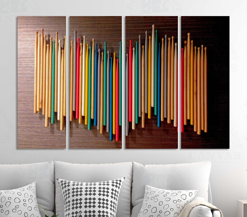 Music Wall Art Large Decor Print Color Drumstick Poster Set Etsy