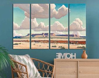 Wide Lands Canvas Print – Vintage Western Landscape Wall Art – Desert Clouds Home Decor