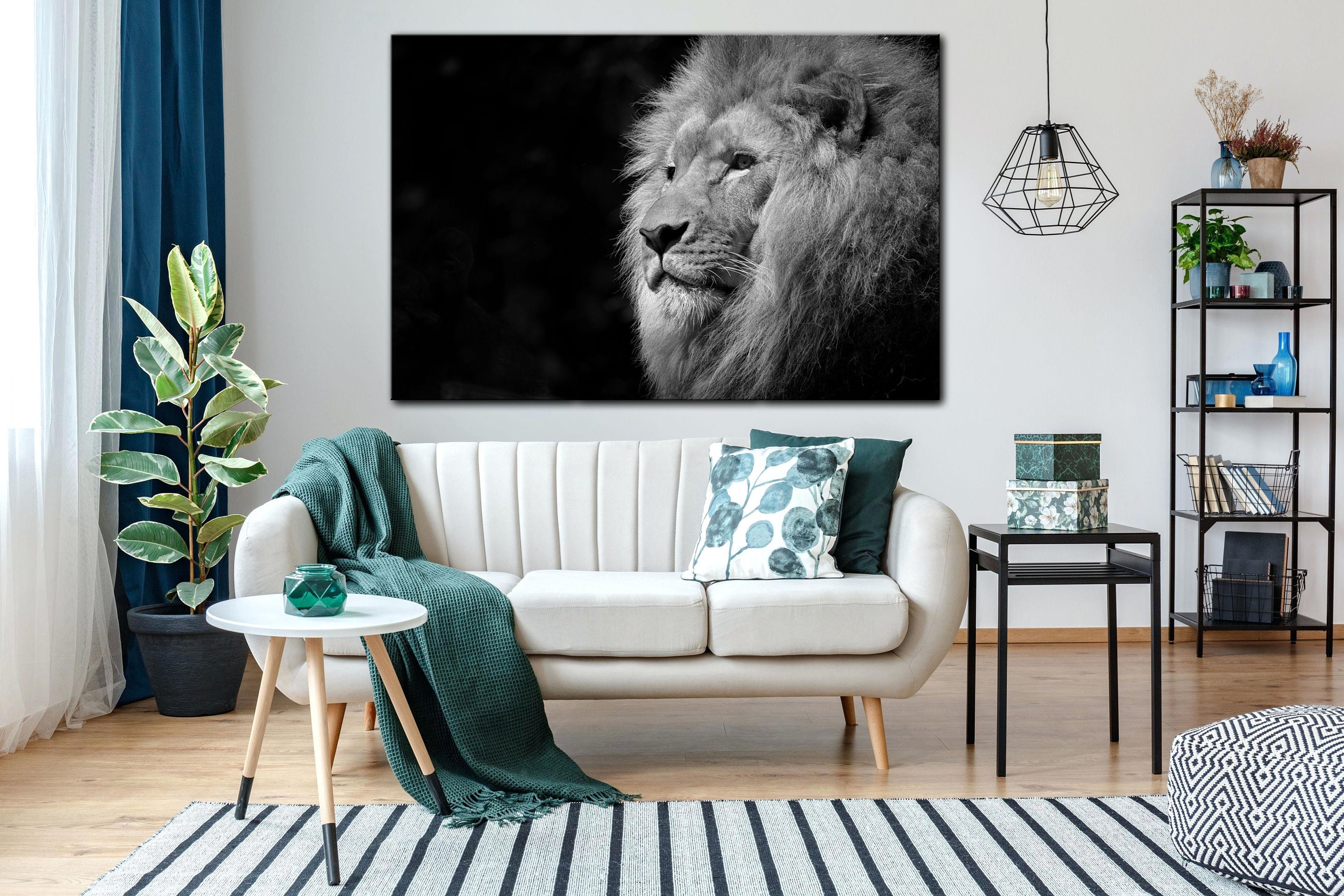Black and White Lion canvas print Lion Wall Art Photo gift | Etsy