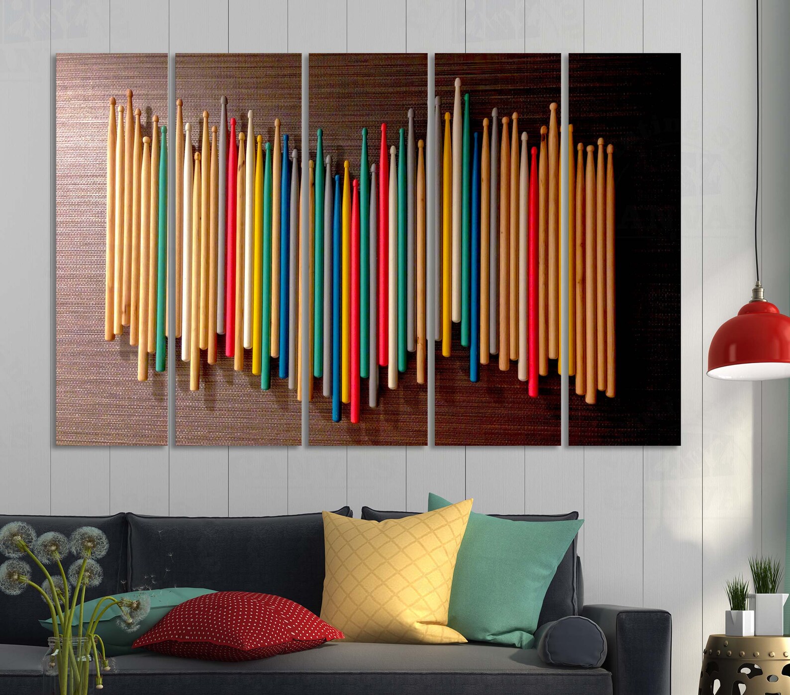 Music Wall Art Large Decor Print Color Drumstick Poster Set Etsy