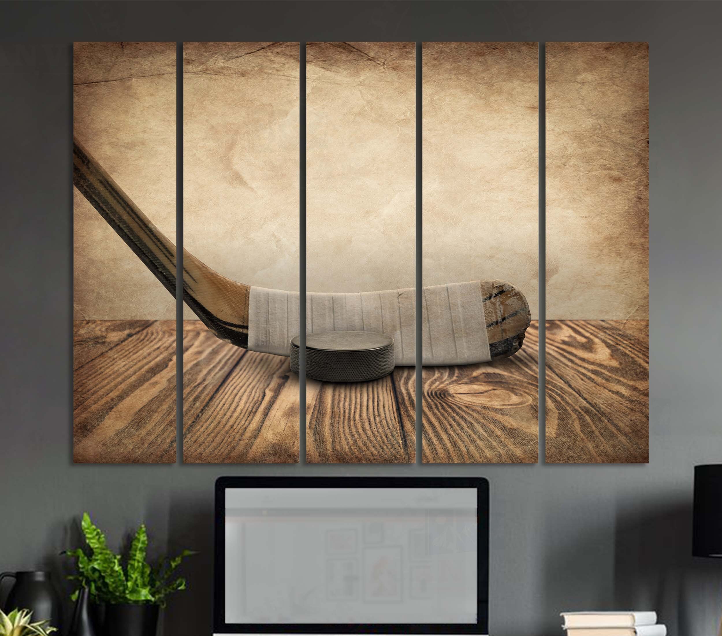 Hockey Stick Decor Hockey Wall Art Large Vintage Sport Prints Etsy