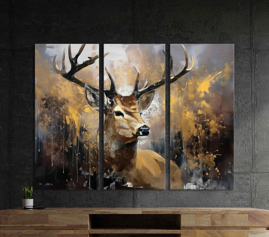Majestic Deer With Antlers Canvas or Poster Print Nature Wildlife Wall ...