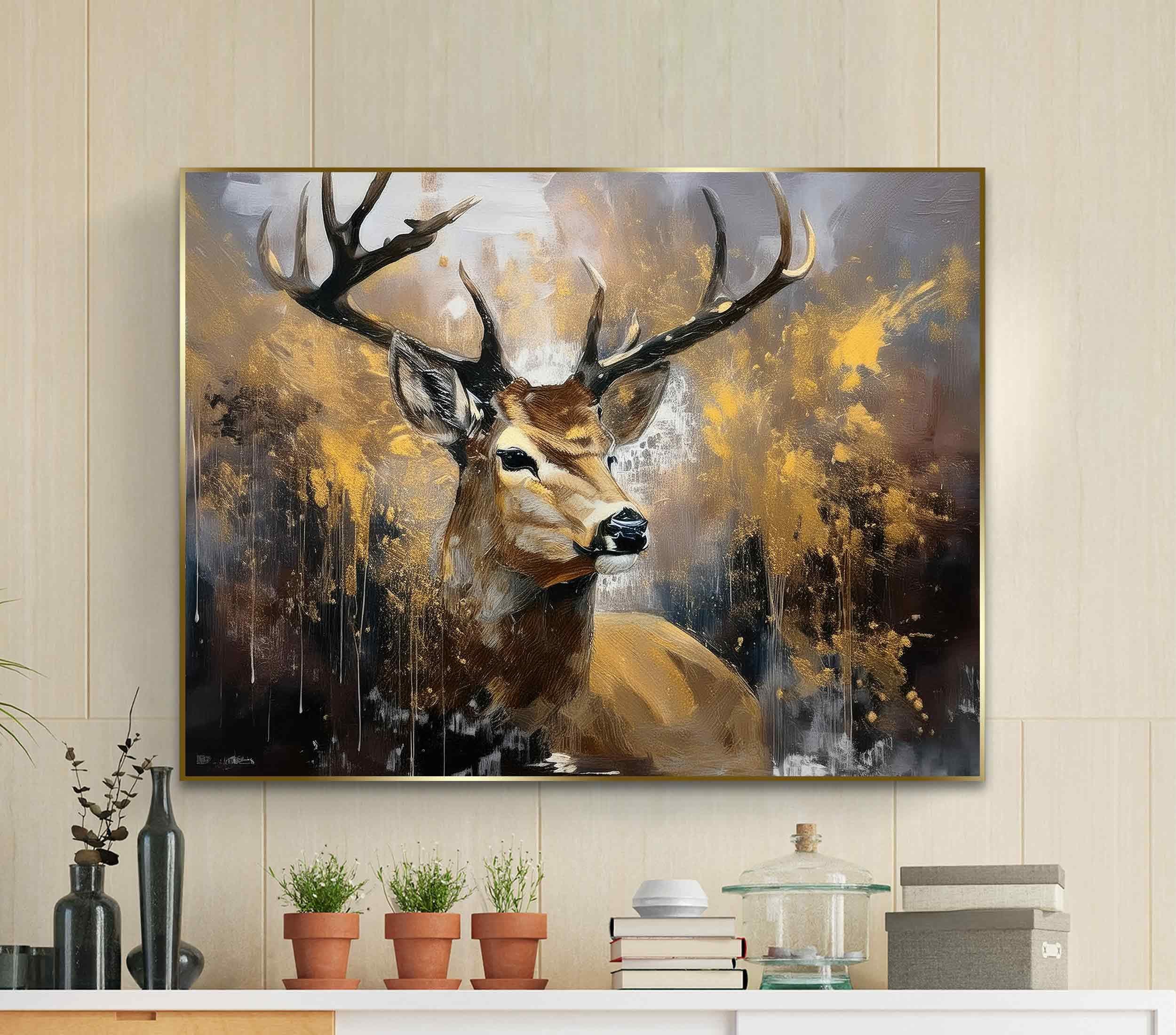 Majestic Deer With Antlers Canvas or Poster Print Nature Wildlife Wall ...