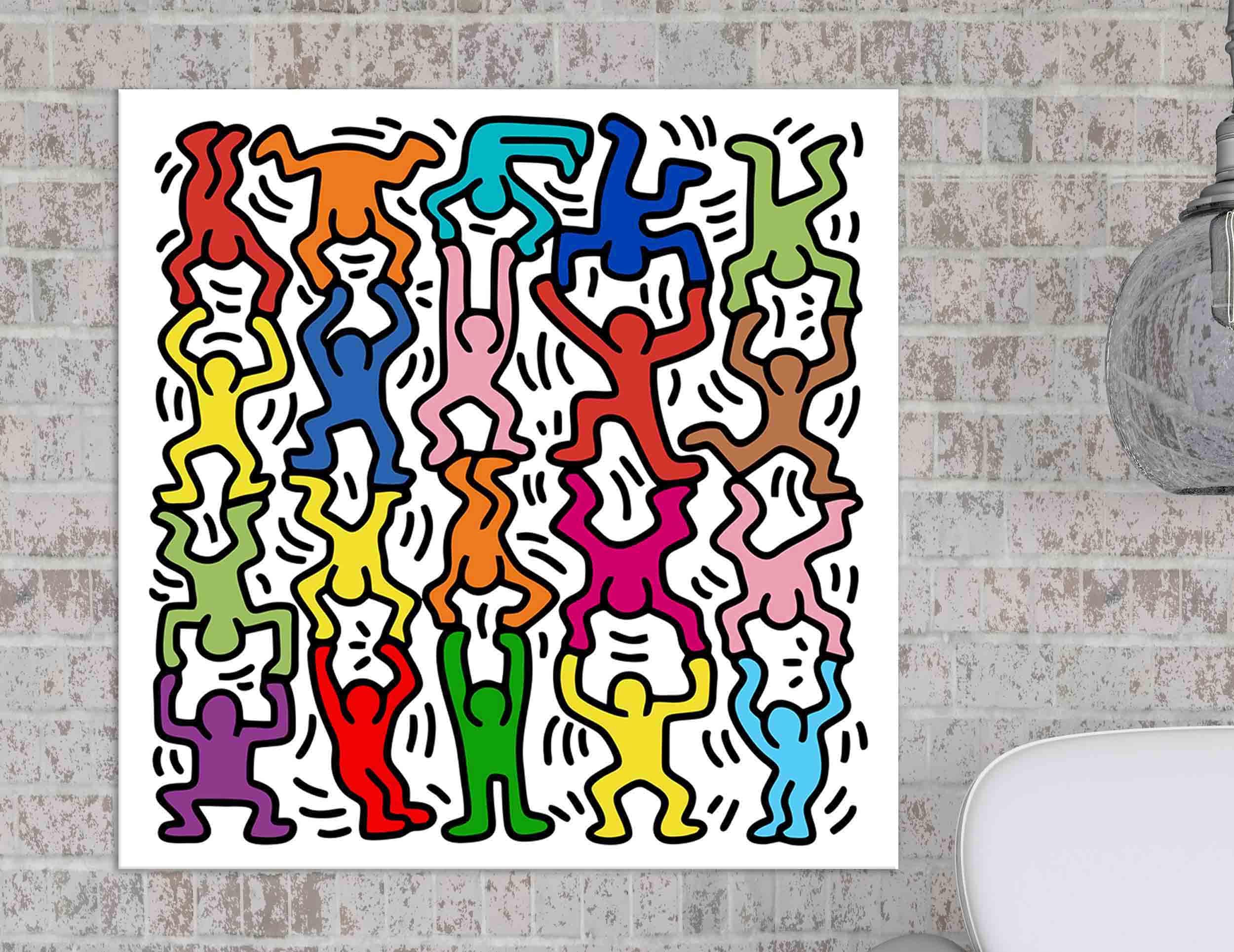 Keith Haring Dancers Pop Art Graffiti print on canvas black | Etsy