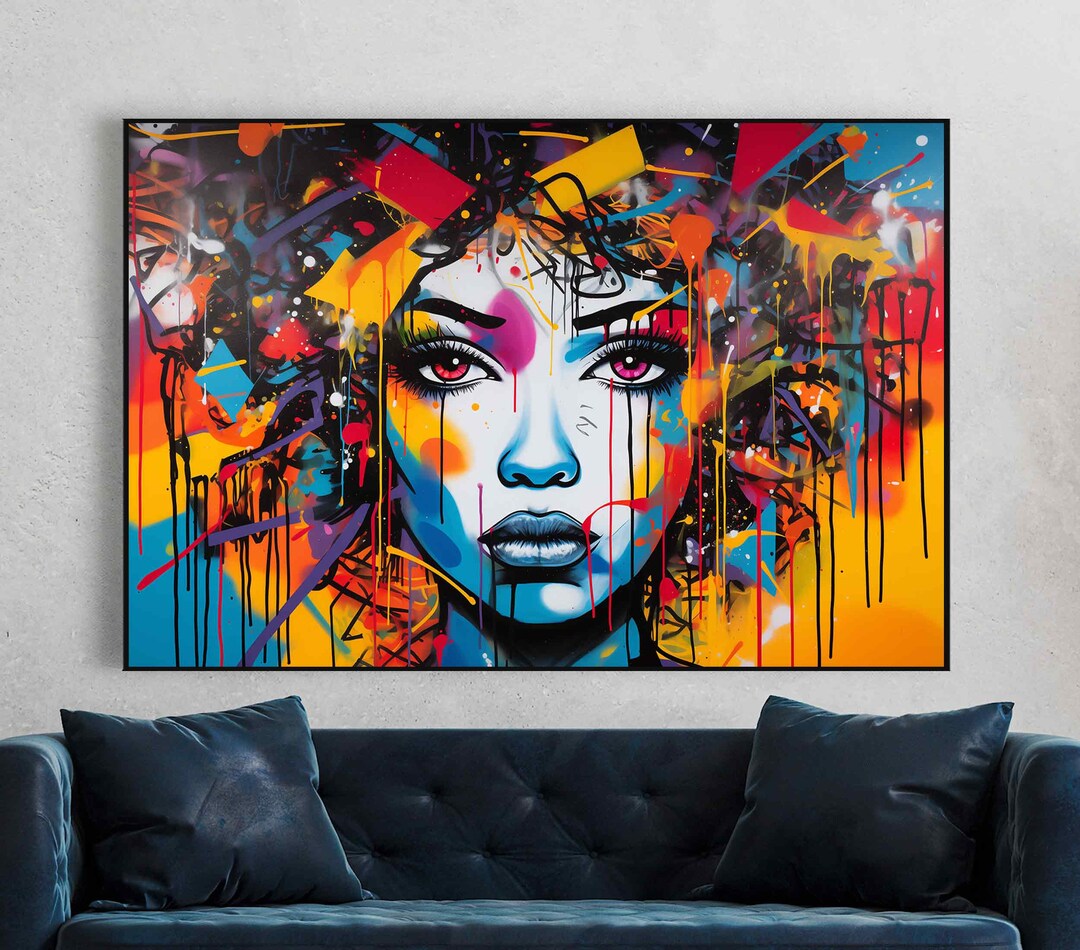 Abstract Beautiful Face Woman Portrait Wall Art Home Decor American ...