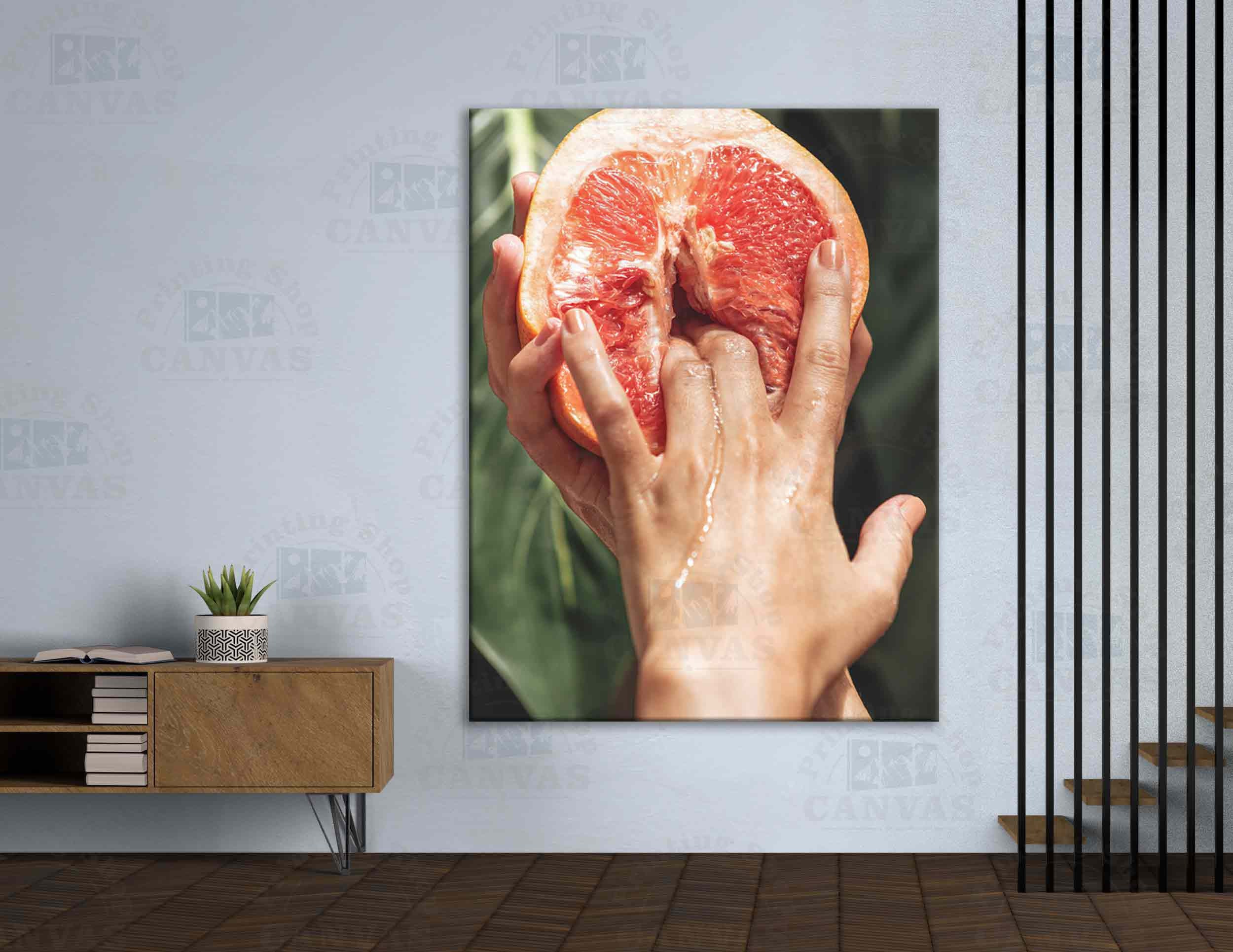 Fruit Porn grapefruit fingering Abstract Vulva Art print Nude afbeelding