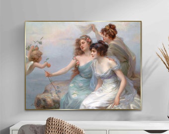 Eduard Bisson Canvas Print: Three Girls Fine Art Reproduction