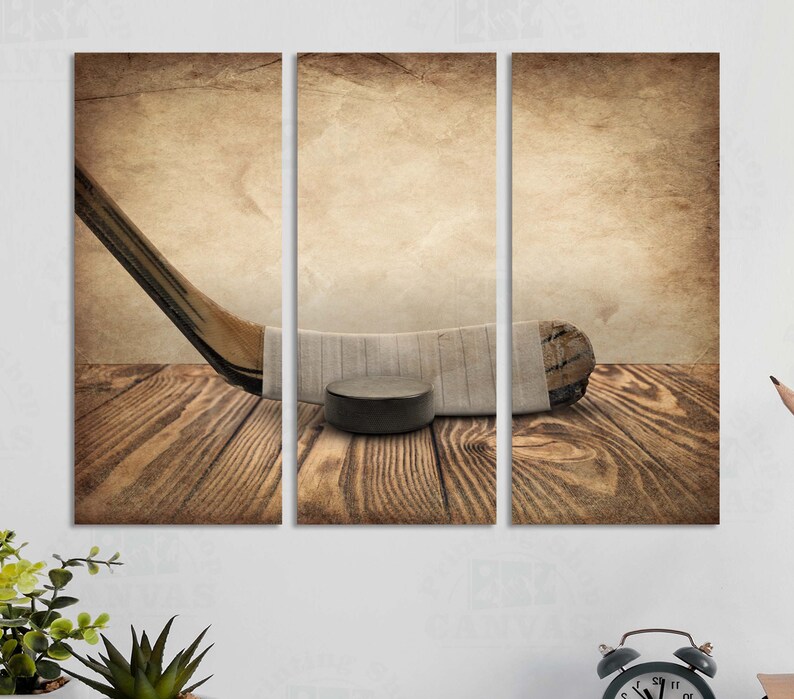 Hockey Stick Decor Hockey Wall Art Large Vintage Sport Prints Etsy