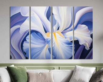 Graceful Iris Canvas Print: Botanical Nature Art, Soft Floral Wall Decor panel set