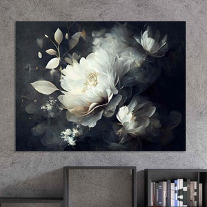 Lovely white peonies canvas print, vintage peonies wall art, white flowers home decor, Trendy canvas art, Botanical Print, Fine Art print