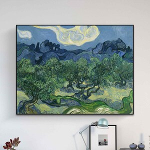 Van Gogh Olivenbäume mit Alpilles Leinwanddruck - Vintage Landschaft Wandkunst Kunst Liebhaber Geschenk, Van Gogh Kollektion Alpilles Fine Art Print