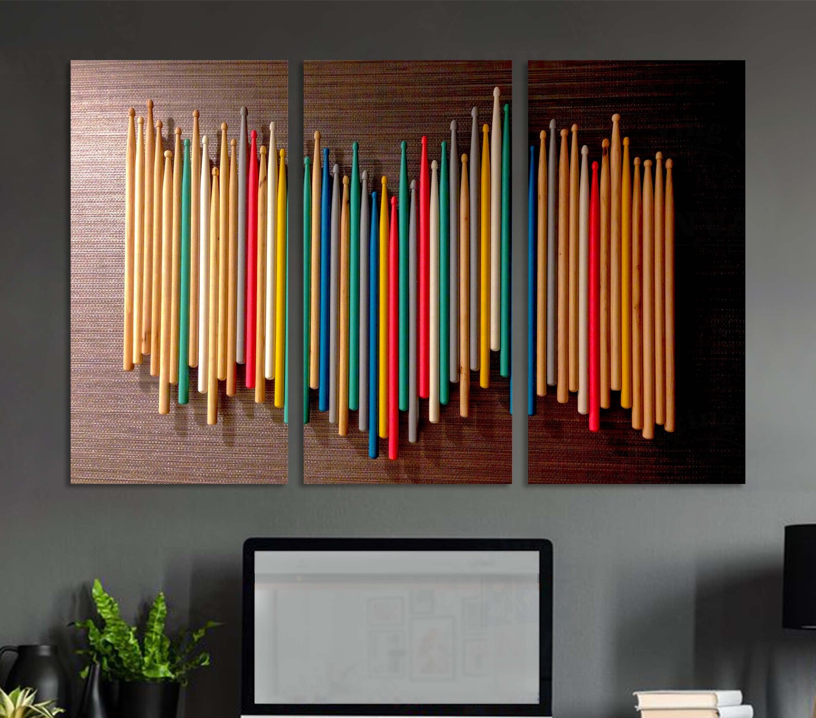 Music Wall Art Large Decor Print Color Drumstick Poster Set Etsy
