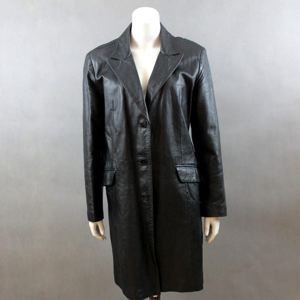 Original des années 80 - manteau Vintage - cuir noir - veste femme - femme veste lourde - cuir véritable - manteau en cuir véritable - Rocker - Fetish