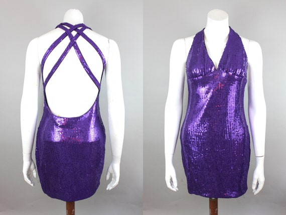 purple sequins dress