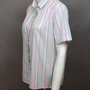 Colorful Shirt Stripes Colorful Stripes Oxford Shirt Striped Colorful Linen Shirt Summer Pastel Shirt Vintage Shirt 80s Shirt image 5