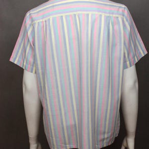 Colorful Shirt Stripes Colorful Stripes Oxford Shirt Striped Colorful Linen Shirt Summer Pastel Shirt Vintage Shirt 80s Shirt image 4